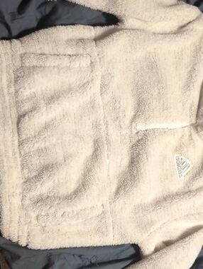 adidas Off-White Sherpa Hoodie with Embroidered Logo
